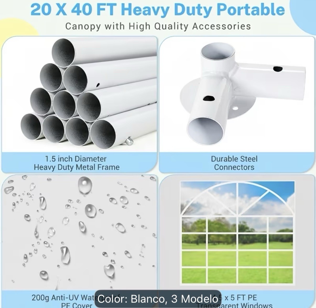 White 20x30 ft Rectangle Party/Wedding Tent Canopy w/ Windows & Sidewalls gallery