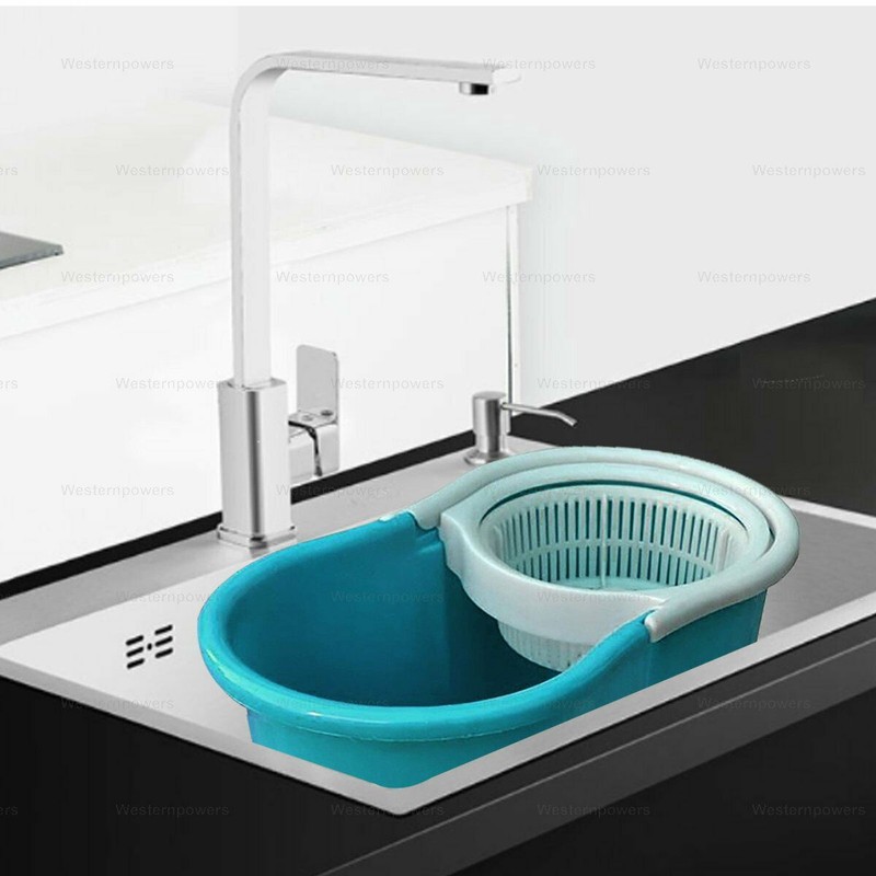 360° Rotating Head Easy Spin Dry Floor Mop Bucket + 2x Head Microfiber Spinning gallery