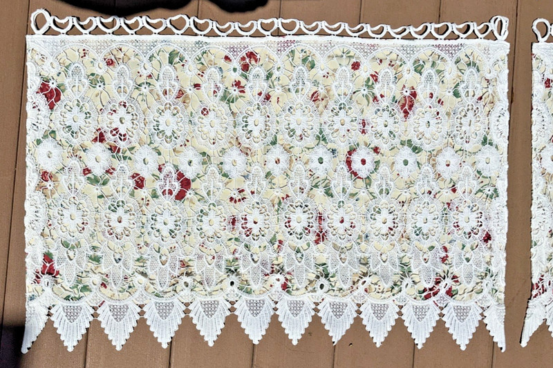 Longaberger Heirloom Curtains 2 Sets With Crochet Custom Made Cottage Core OOAK gallery