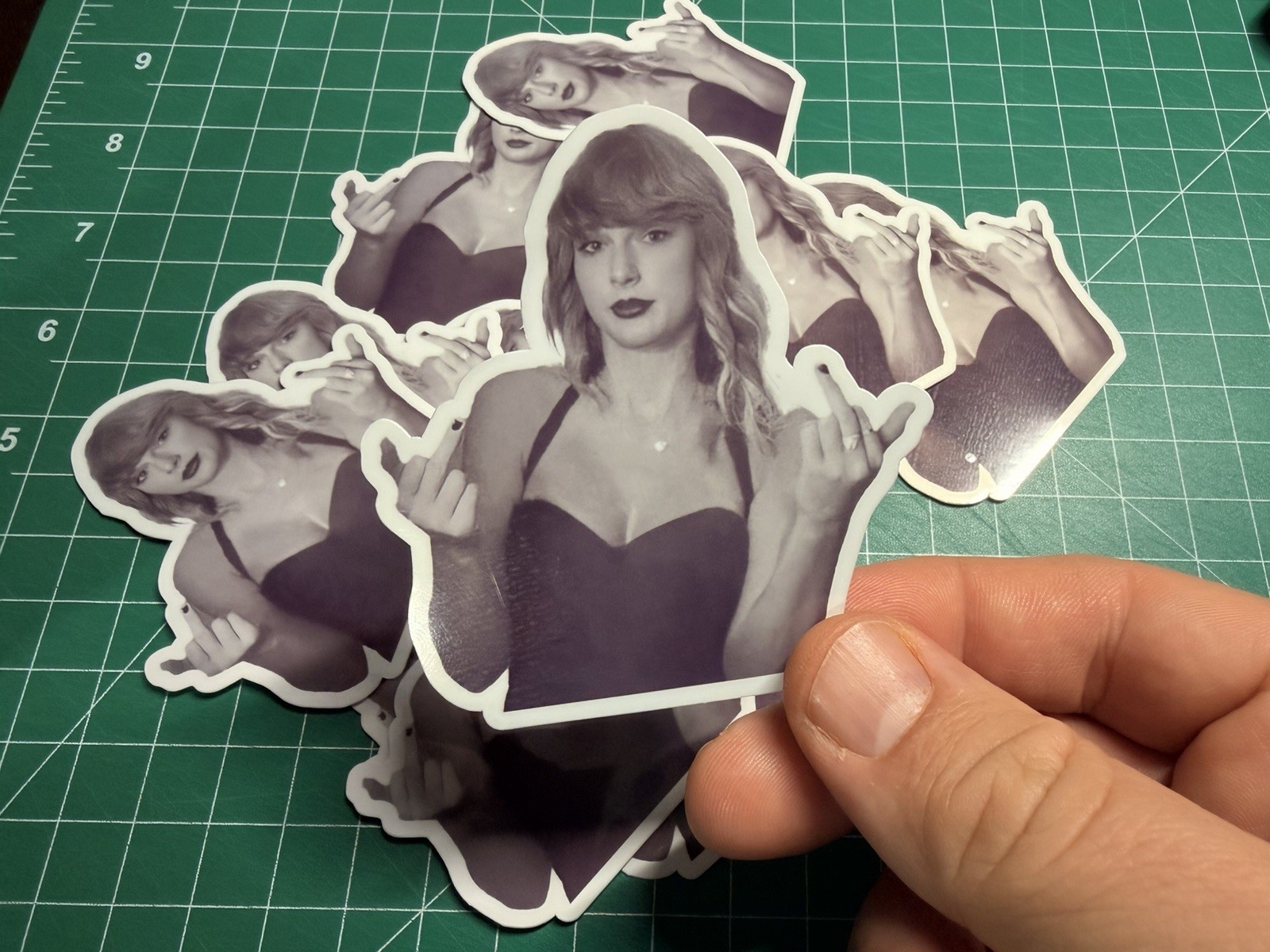 Taylor Swift Middle Finger - Laminated Vinyl Sticker -3"x3" gallery