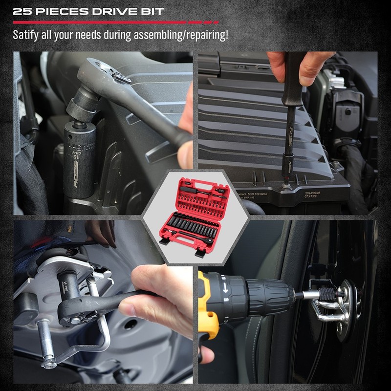 64PC 1/4" Drive Impact Socket Wrench Bits Set Metric SAE Deep Shallow Ratchet S2 gallery