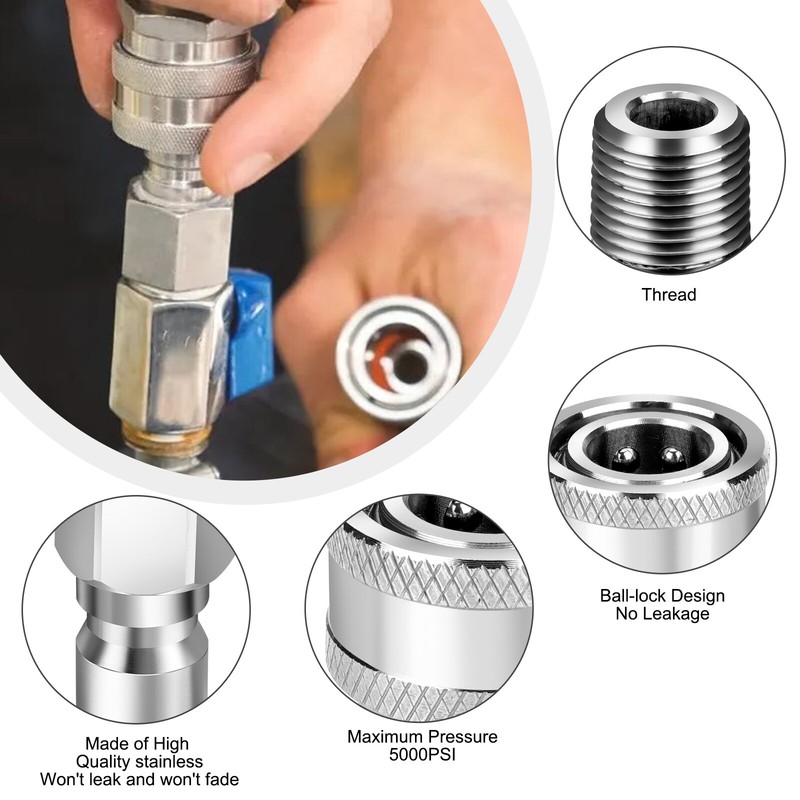 4x Pressure Washer Quick Connect Fitting 3/8 Inch Male and Female Thread Adapter gallery