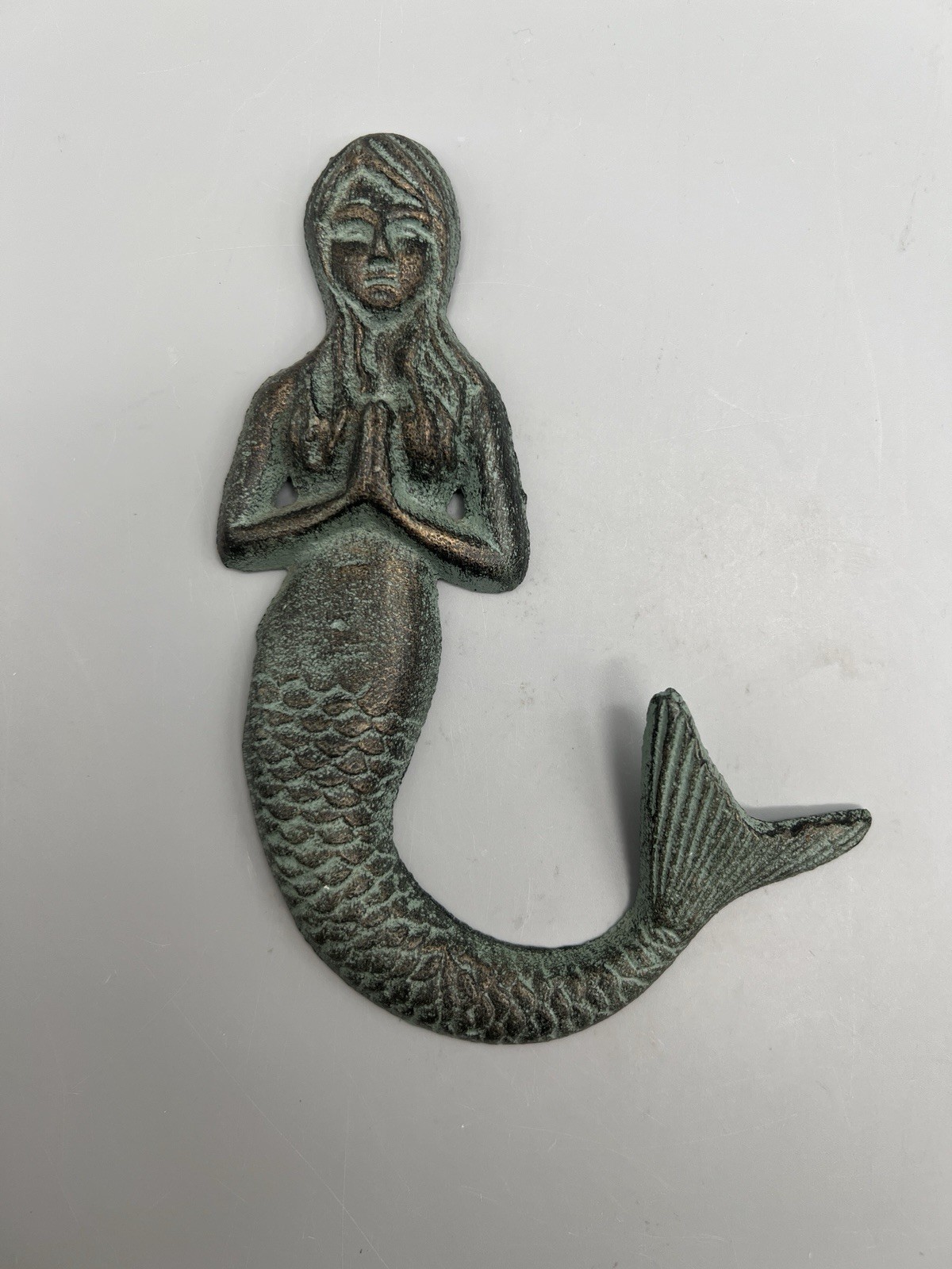 Cast Iron Mermaid And Anchor Nautical Themed Patina Look Wall Decor Coastal 7” gallery