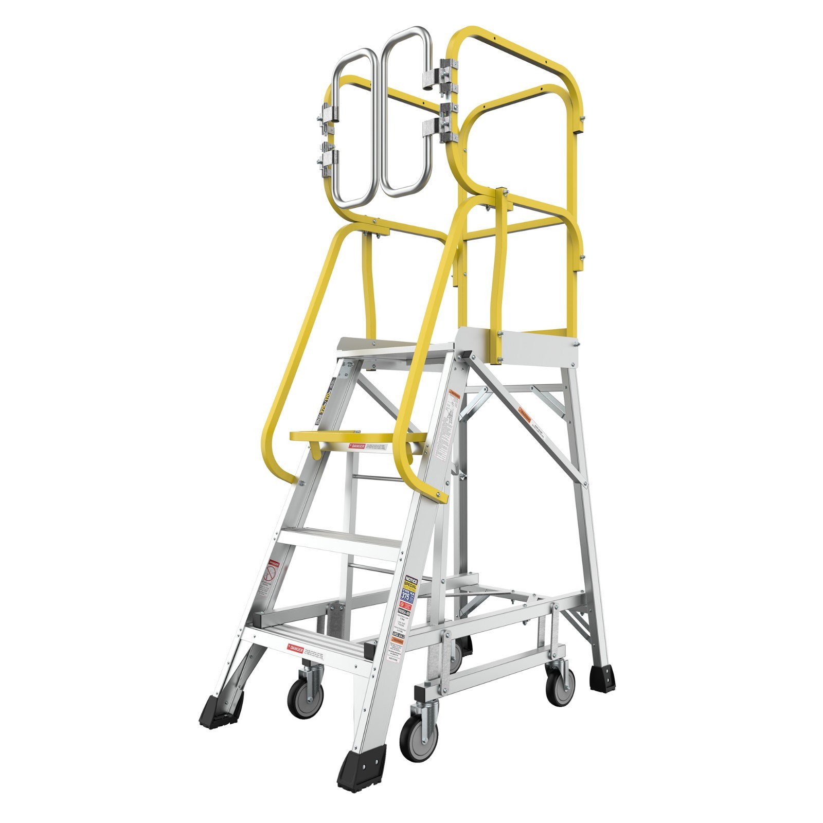 4/5/6 Step 375lbs Aluminum Rolling Platform Step Ladder Safety Non-Slip Stairs gallery