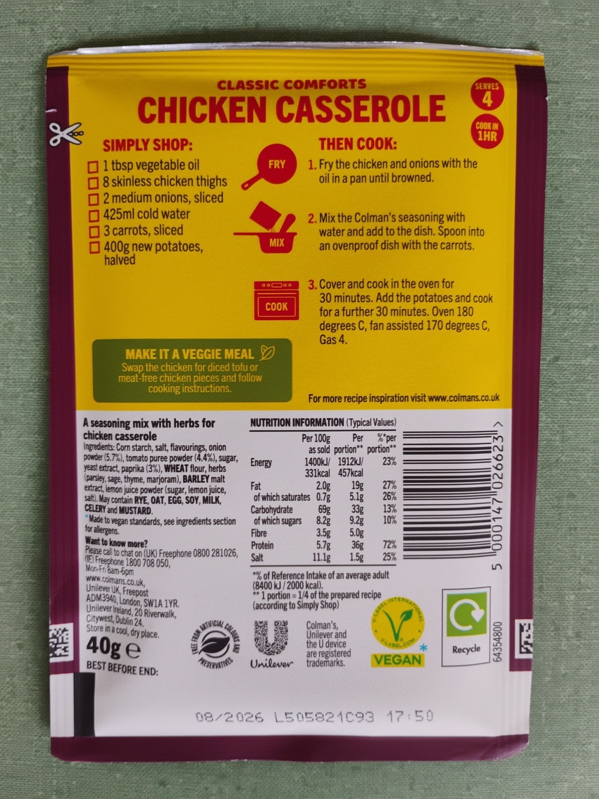 Colman's Chicken Casserole Recipe Packet Mix 40g 12-Pack Exp 08/2026 gallery