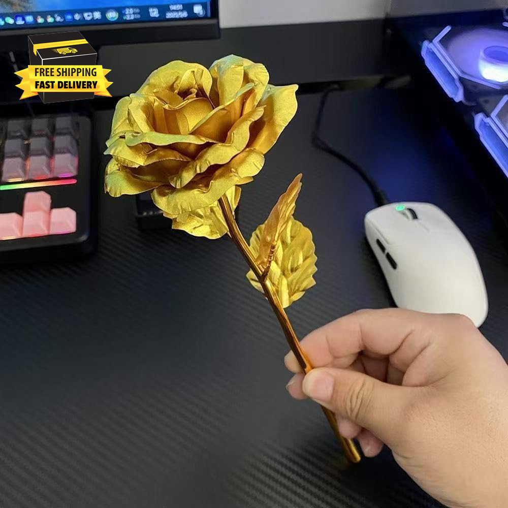 Gold Dipped Rose, Eternal Long Stem Golden Rose | Luxurious Romantic Gift for Wo gallery