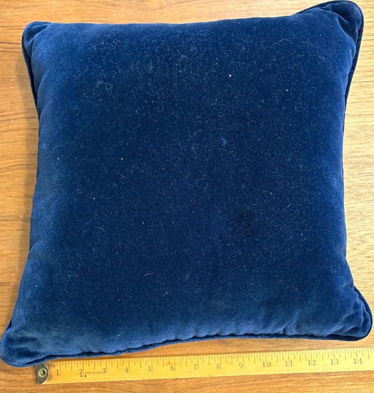 vintage needlepoint accent pillow flowers on blue 12 x 12 square gallery