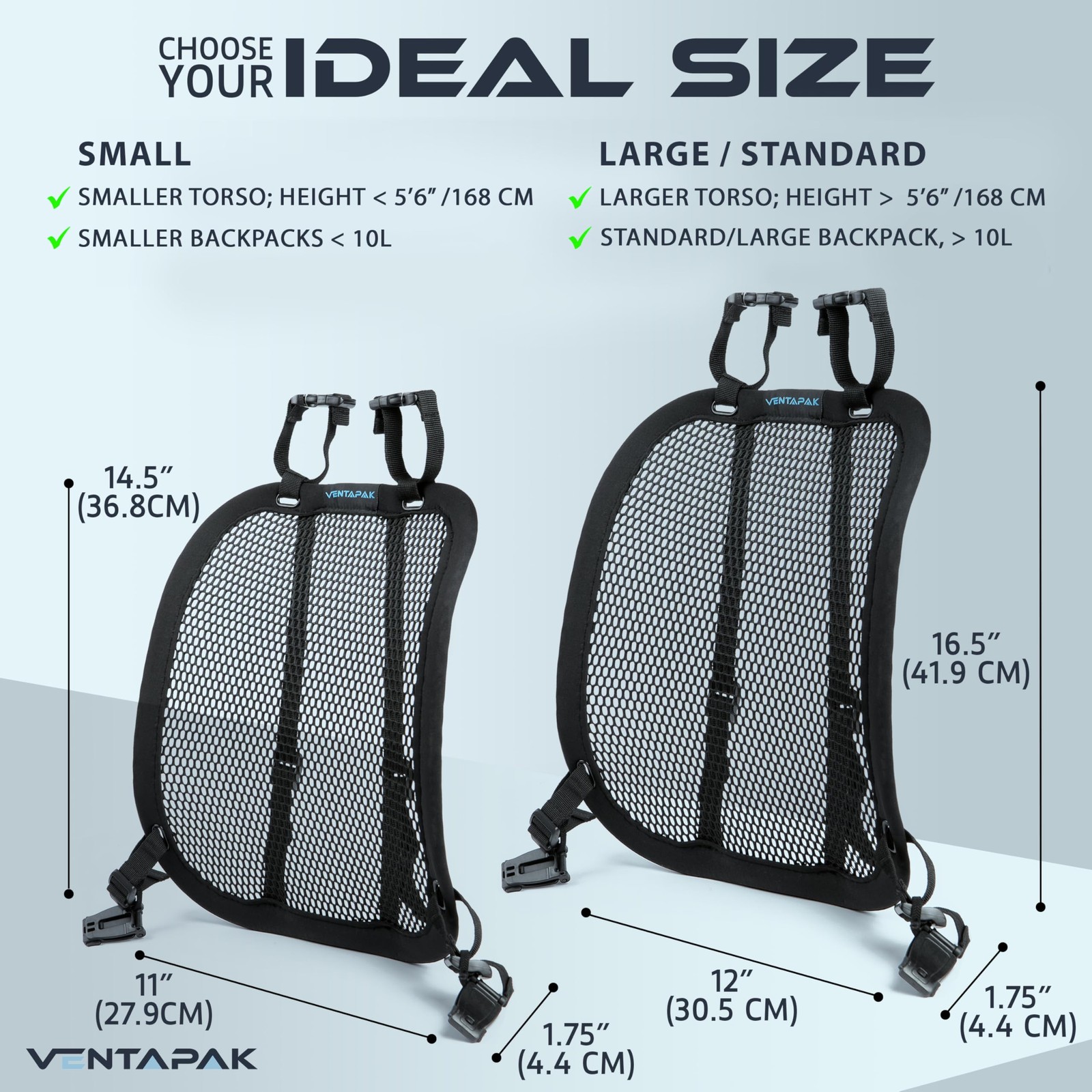 VentaPak Lightweight Airflow Backpack Spacer Frame - Reduce Sweat, 5'6" Torso 4