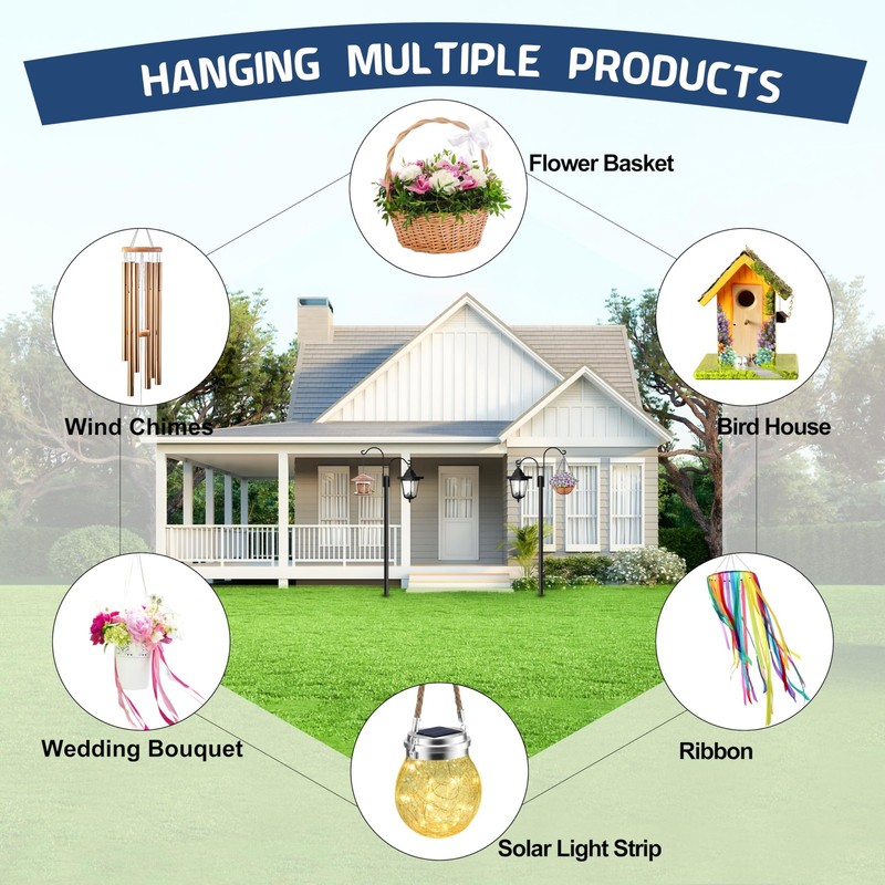 Ottsuls Double Shepherds Hooks for Outdoor, 2 Pack 108 INCH Bird Feeder Pole,... gallery