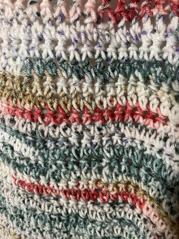 Handmade Crocheted Lap Blanket Approximately 32X46 Bright Multicolor Boho Wonky gallery