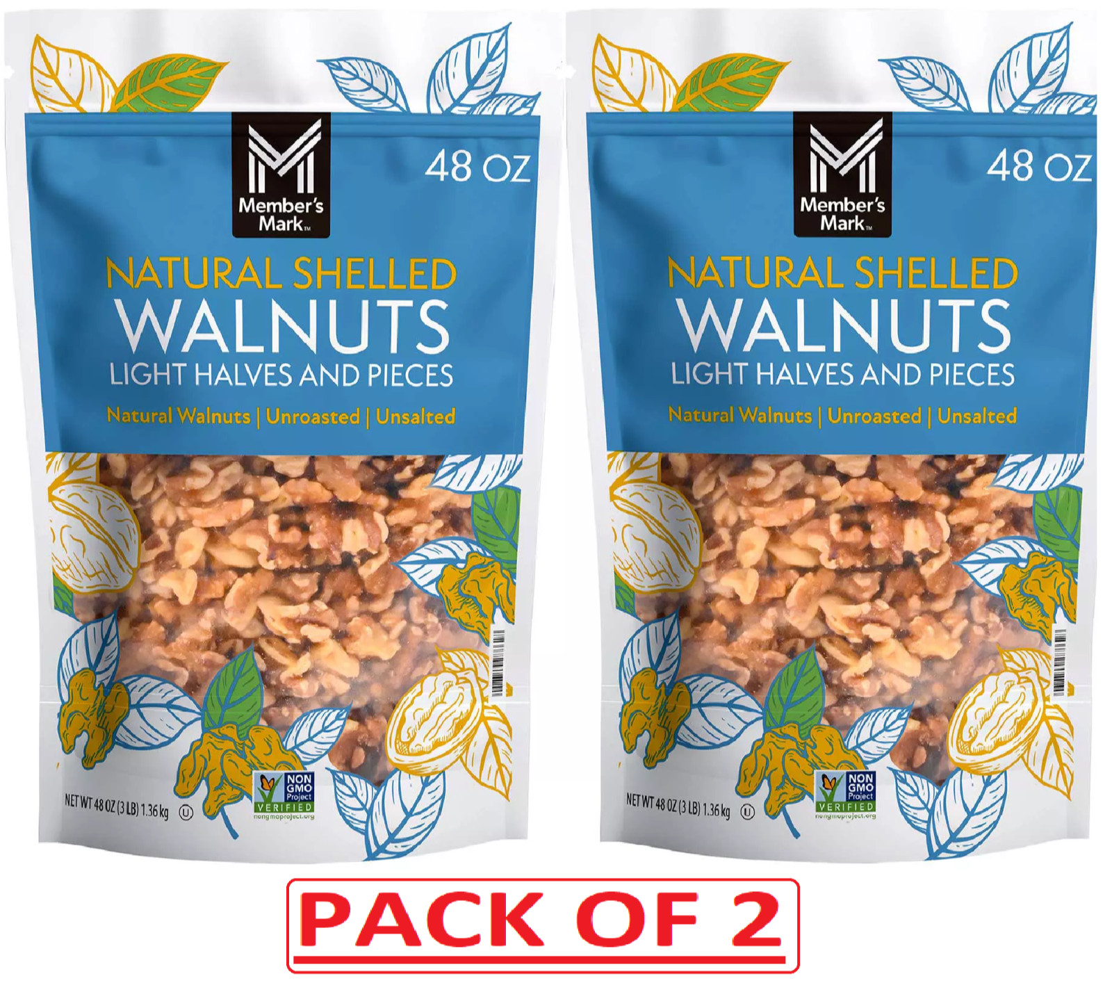 2 PACK - Member's Mark Natural Shelled Walnuts 3 lbs (Total 6 lbs) gallery