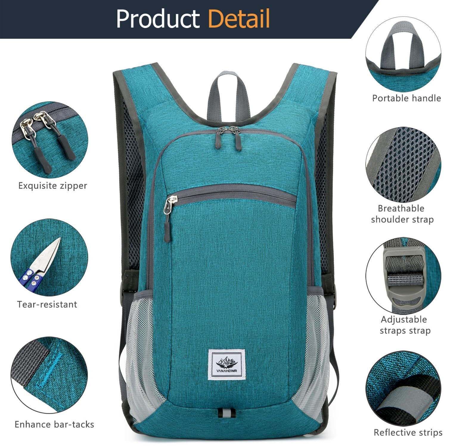 15L Small Daypack Hiking Backpack Packable Lightweight Travel Foldable Bag 3