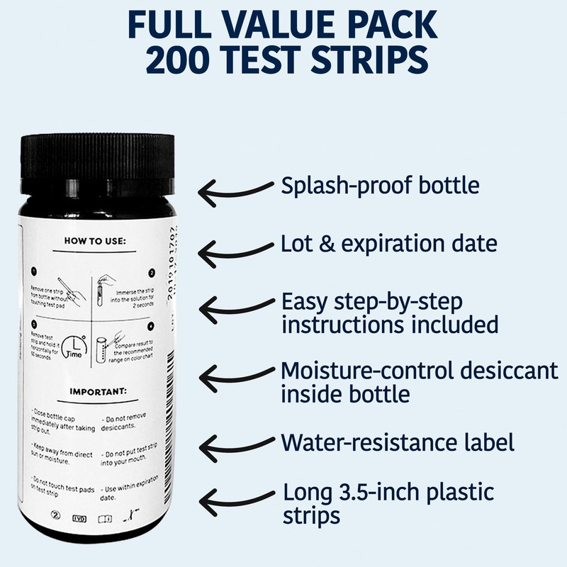 200 Strips - Chlorine Sanitizer Test Strips Food Service 0-500 ppm (Value Pack) gallery