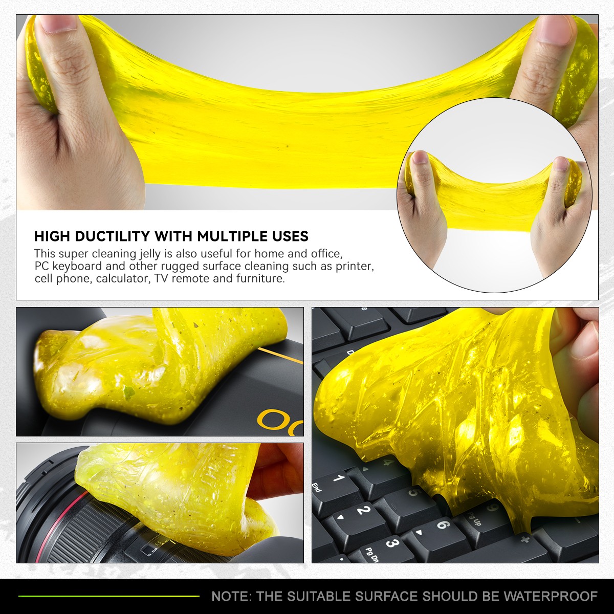 DNA Motoring Universal Car Keyboard Office Dust Sticky Cleaning Gel Jelly Yellow gallery