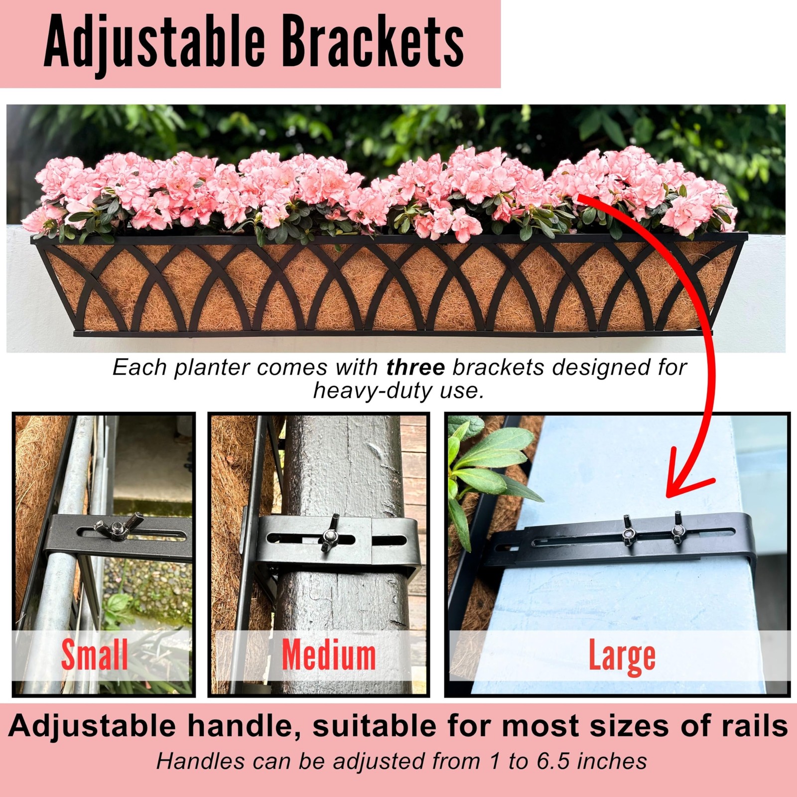 LaLaGreen Railing Planter Box (36 Inch, 2 Pack) 36" (91cm) x 2 pack, Black gallery