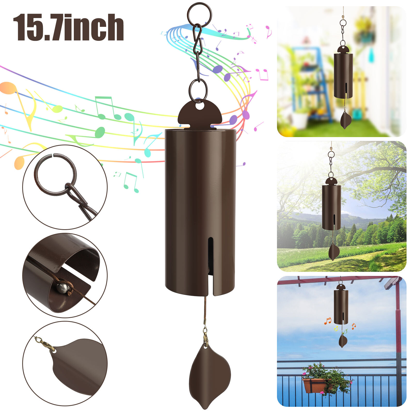 Large Heroic Metal Wind Chime Deep Resonance Serenity Bells Outdoor Garden Decor gallery