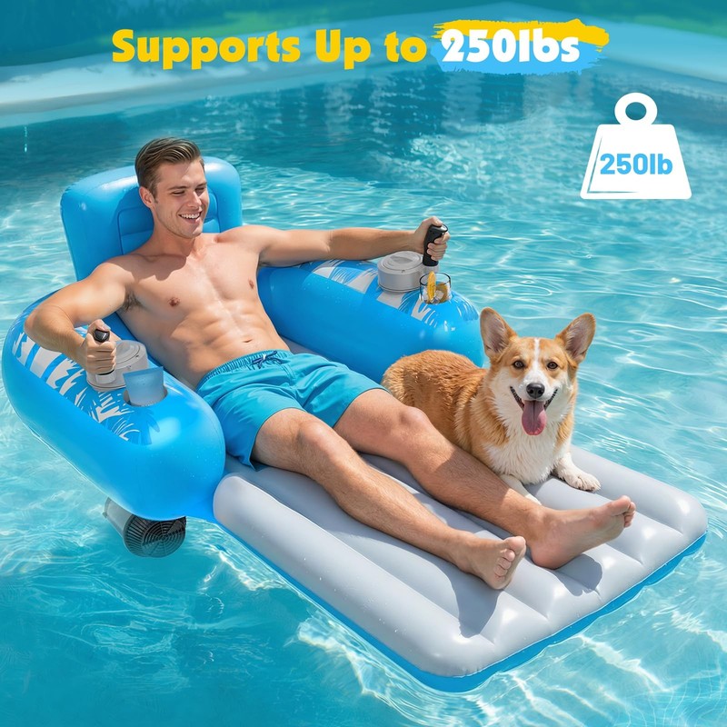 Inflatable Motorized Pool Floats for Adults - Rechargeable Pool Lounger with ... gallery