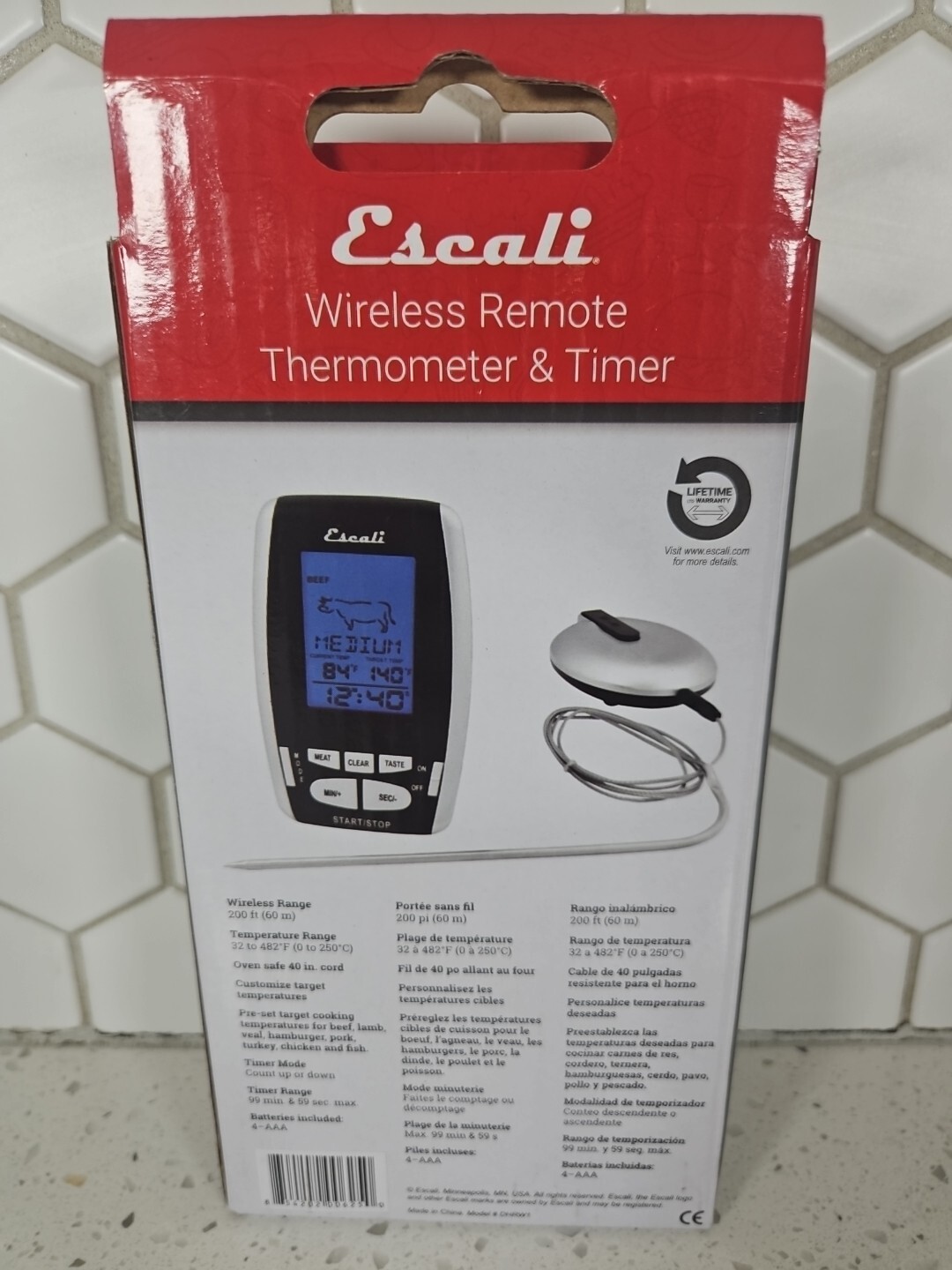 Escali Wireless BBQ Thermometer and Timer, 200 Foot Range, Black gallery