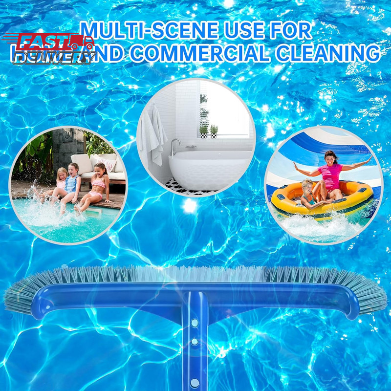 Pool Brush Head, 17" Pool Brushes for Cleaning Pool Walls, Curved Ends High-Effi gallery