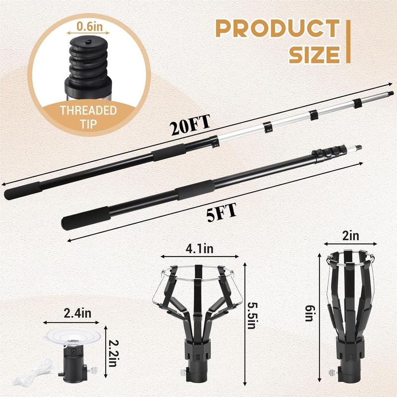 26FT Reach Light Bulb Changer for High Ceilings, 5-20FT Extension Pole, High Cei gallery