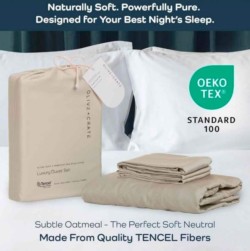 OLIVE + CRATE 100% Lyocell Tencel EUCALYPTUS - KING DUVET COVER OATMEAL gallery
