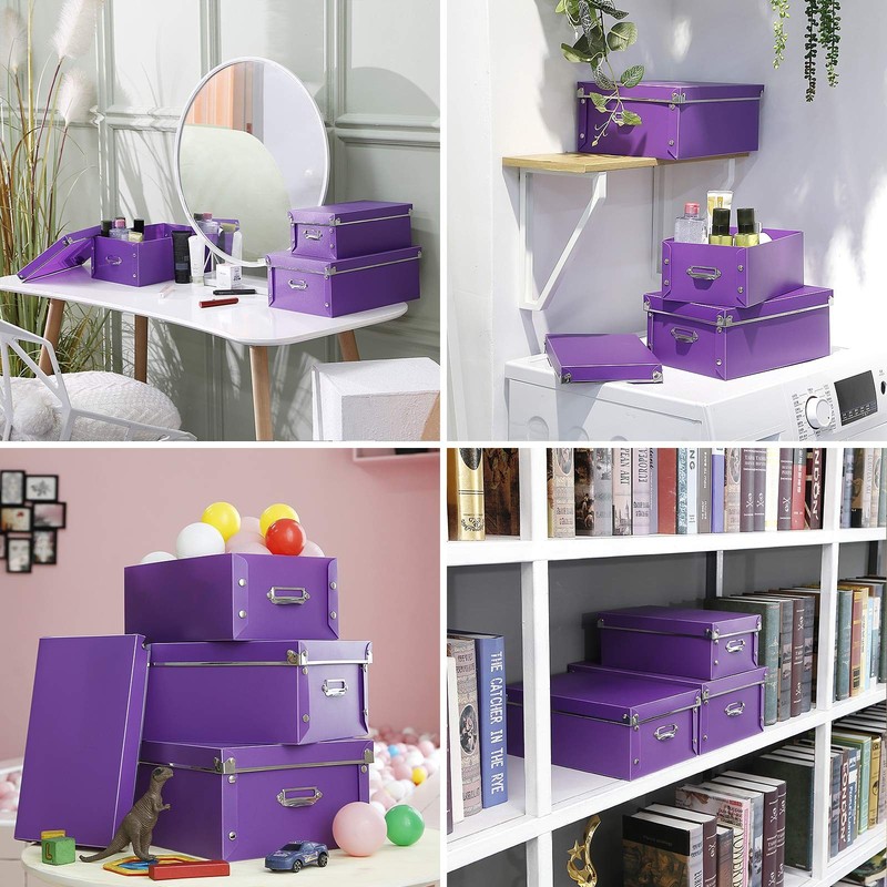 Storage , Decorative Storage Bins with Lid,3 in 1 Set,Press-Stud Fastening,Mo... gallery