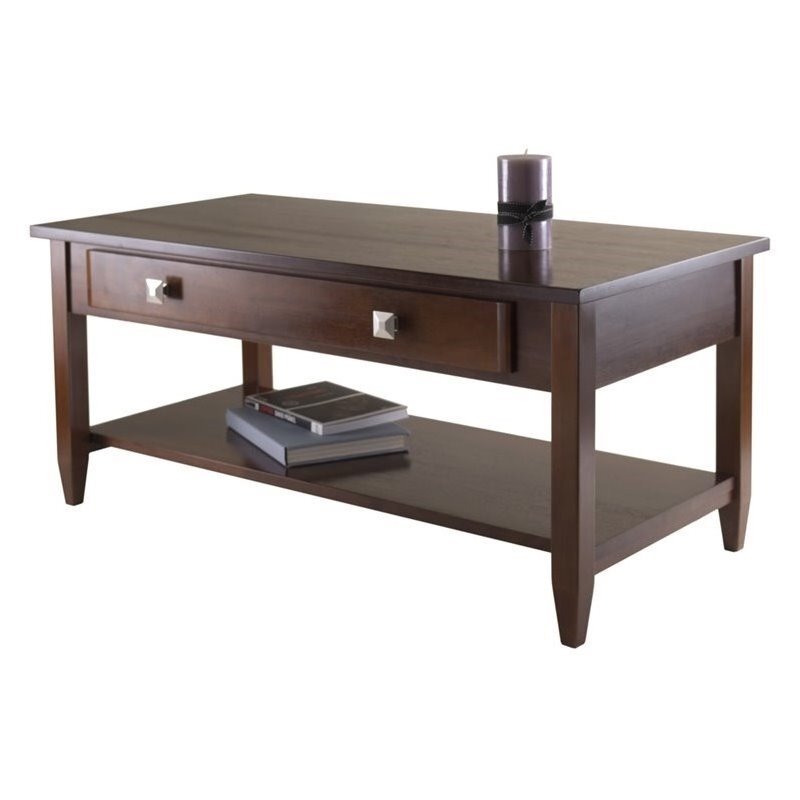 Pemberly Row Transitional Solid Wood Coffee Table with Tapered Leg in Walnut gallery