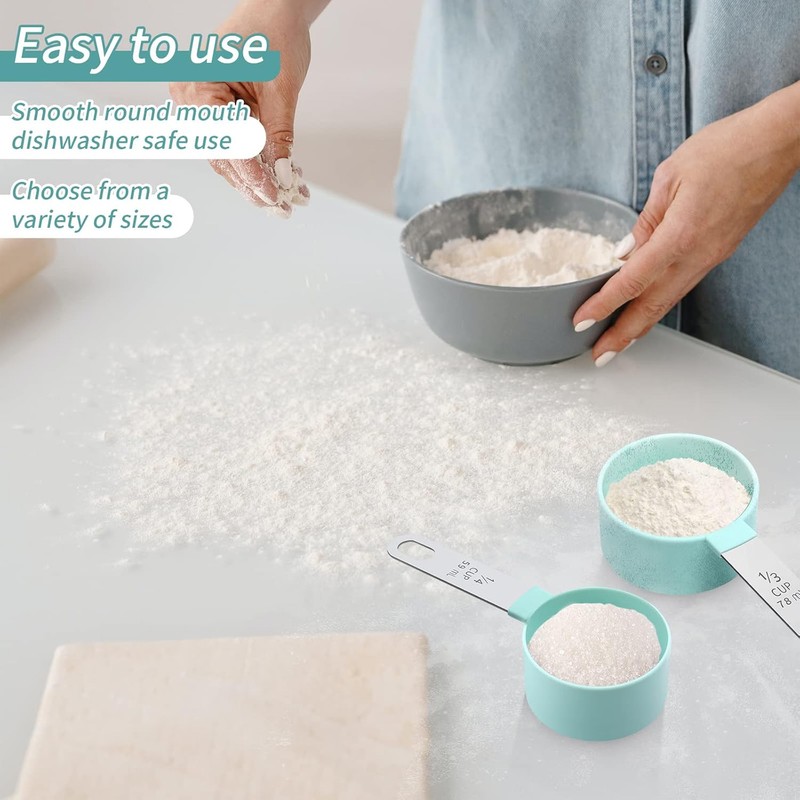 Measuring Cups Set Spoons Set, Nesting Measure 1 Cup, Mint Green gallery