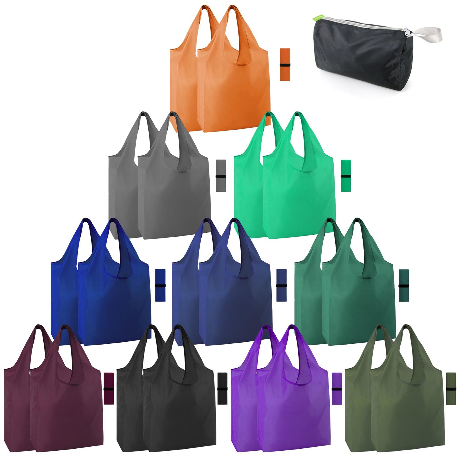BeeGreen 20-Pack Reusable Grocery Shopping Bags w/ Pouch - 50lb Capacity Washabl gallery