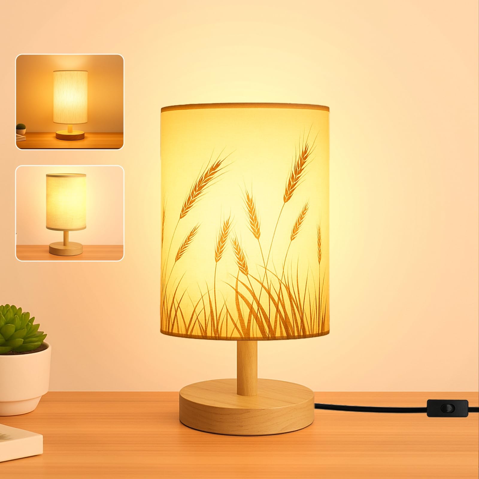 Desk Lamp LED Bulb Included, Small Bedside Table Lamp Plug-in - Classic Wood ... gallery