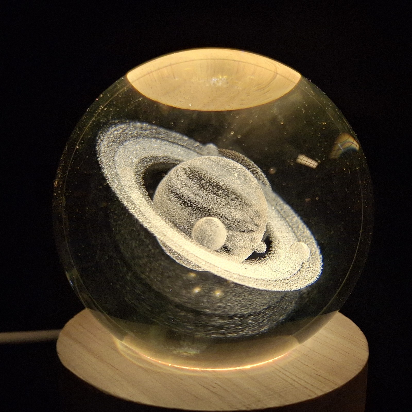 3D Crystal Galaxy Moon Planet Ball with Base Table Lamp USB LED Night Light Gift gallery