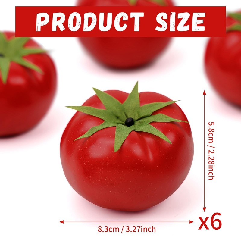 Artificial Simulation Tomato 6 PCS Fake Fruit Vegetable for Home Kitchen gallery