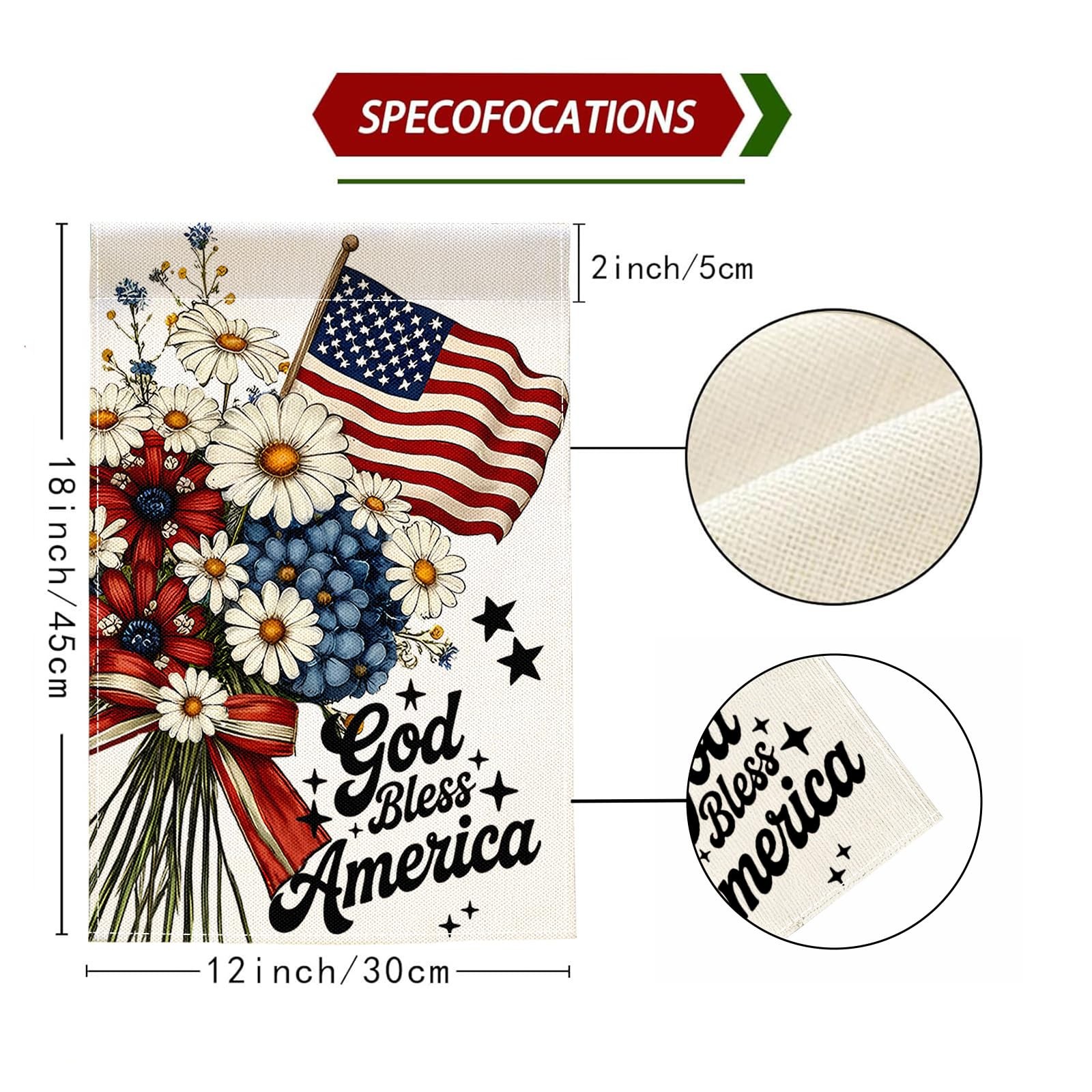 Patriotic Garden Flag 12x18 Inch Double Sided Burlap Outdoor Yard Decor gallery