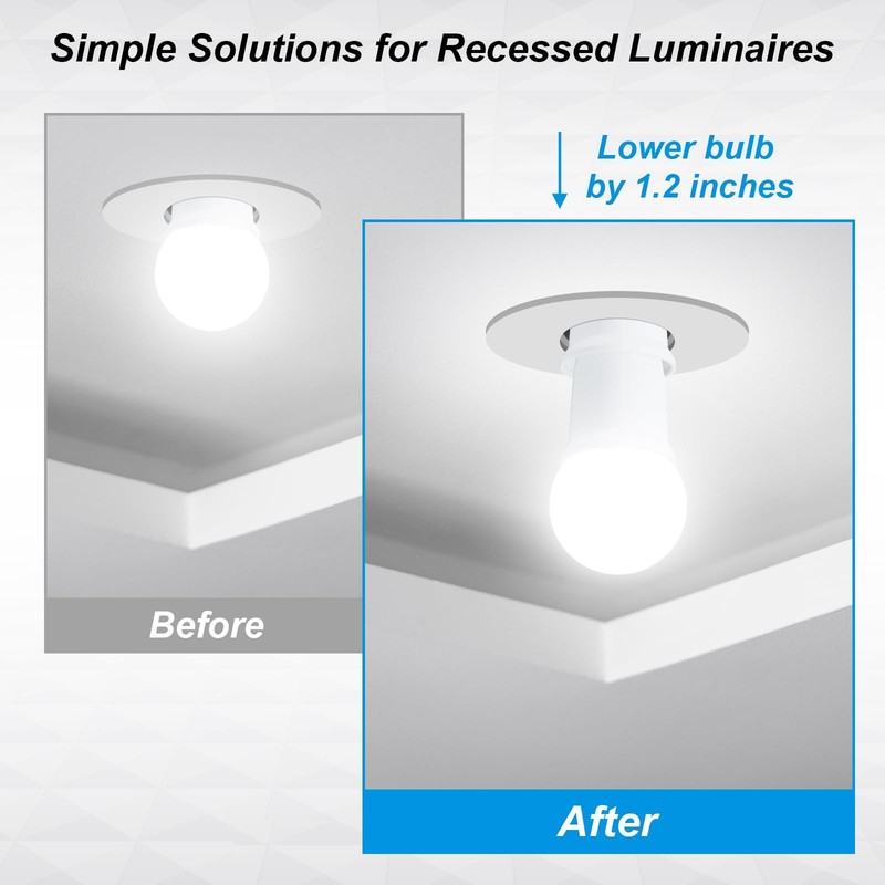 4 Pack E26 Socket Extender, 3CM/1.2 Inch E26 Light Bulb Extension Socket, Lam... gallery