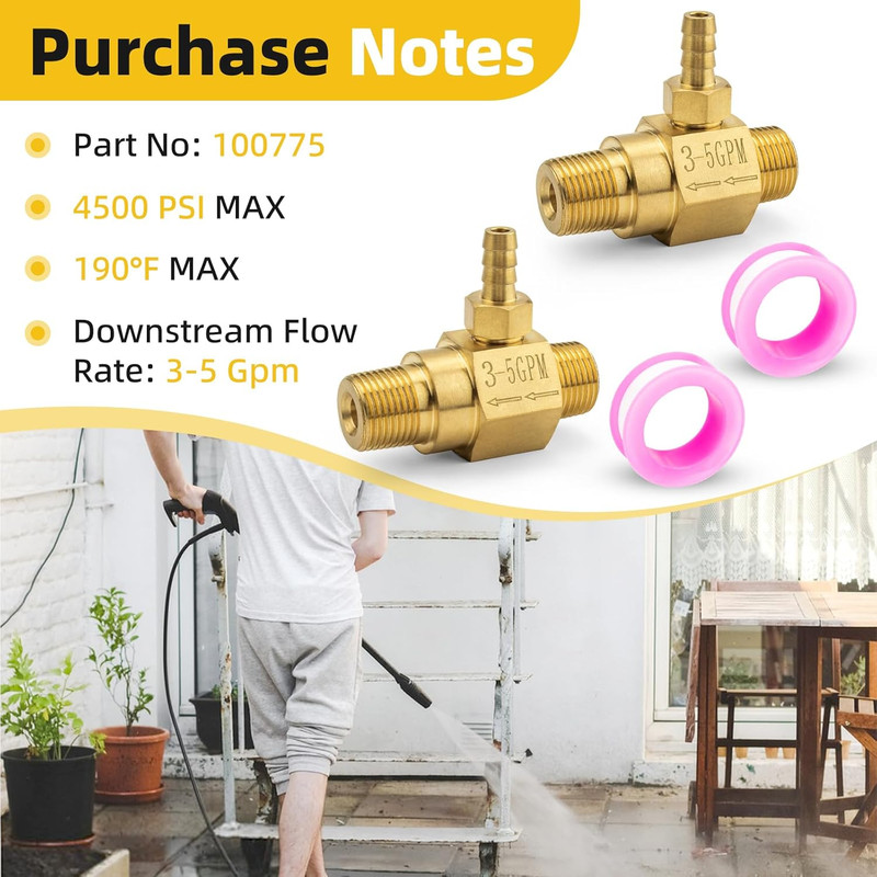 2 Pack down Stream Injector Pressure Washer High Draw Fixed 3-5GPM 4500PSI gallery