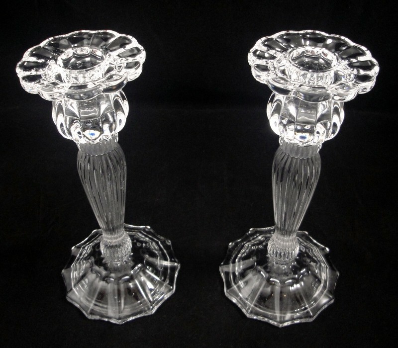 Clear Glass Dodecagon Column Candlesticks Taper Candle Holders 7" Elegant Decor gallery