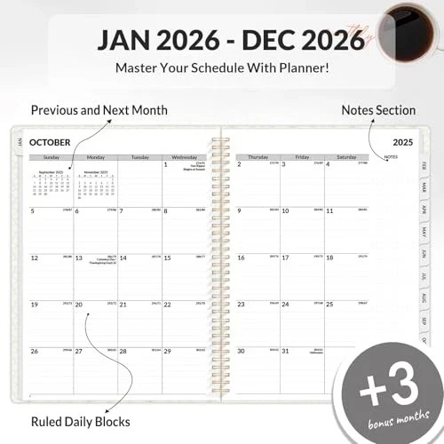 2026 Planner Weekly and Monthly Calendar Planner, January 2026 6.4"x8.3" Black gallery