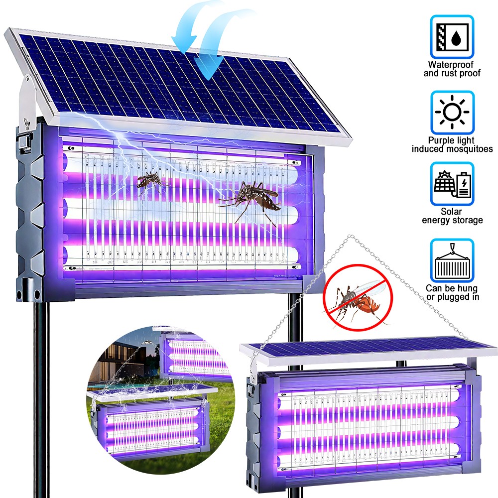 Solar Bug Zapper Outdoor Mosquito Zapper 4500V Rechargeable Fly Zappe Waterproof gallery