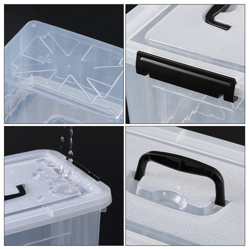 Kekow 4 Pack Plastic Stackable Storage Container with Lid, Clear Box 12 Liters gallery