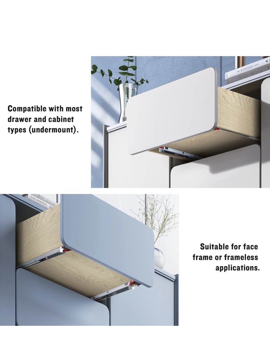 1Pair 21" Soft Close Drawer Rails Full Extension Locking Device Included gallery