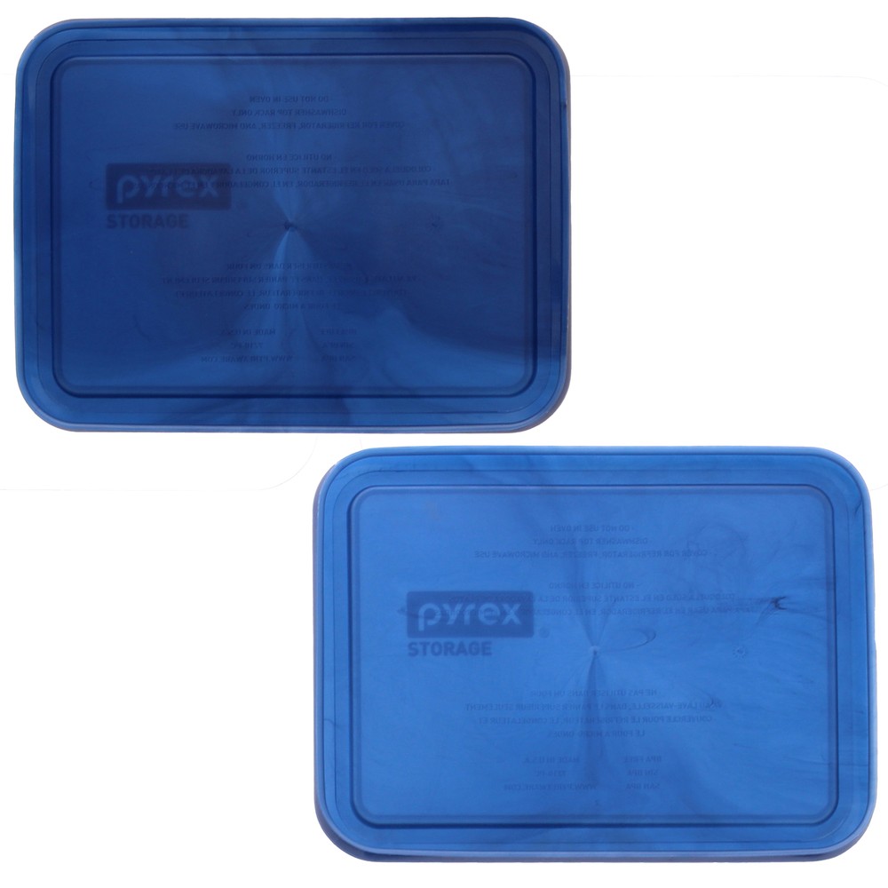 Pyrex 7210-PC-TR 3-Cup Translucent Marbled Blue Food Storage Lids (2 Pack)