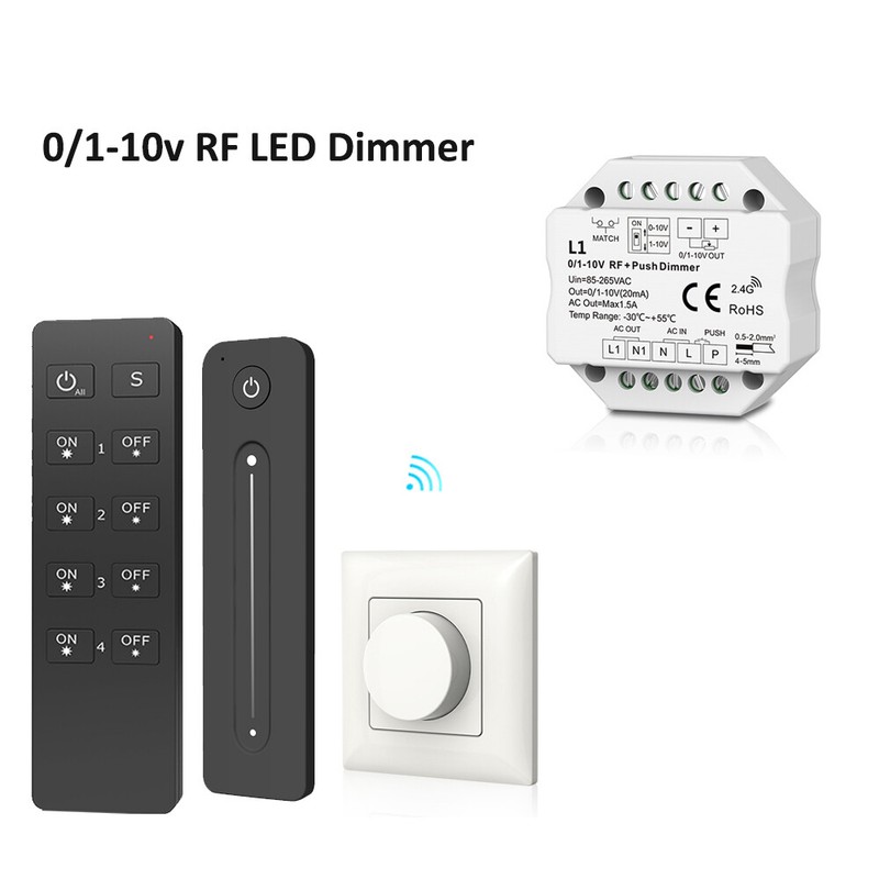 0/1-10V RF LED Dimmer Switch + Wireless 4 zone Dimmable Remote Control f Lamp gallery