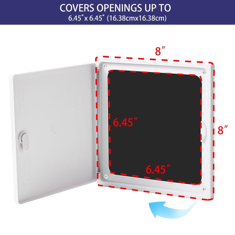 Access Panel 8x8 with Door (Max Opening 6.5x6.5) Plastic White (Medium 8''x8'') gallery