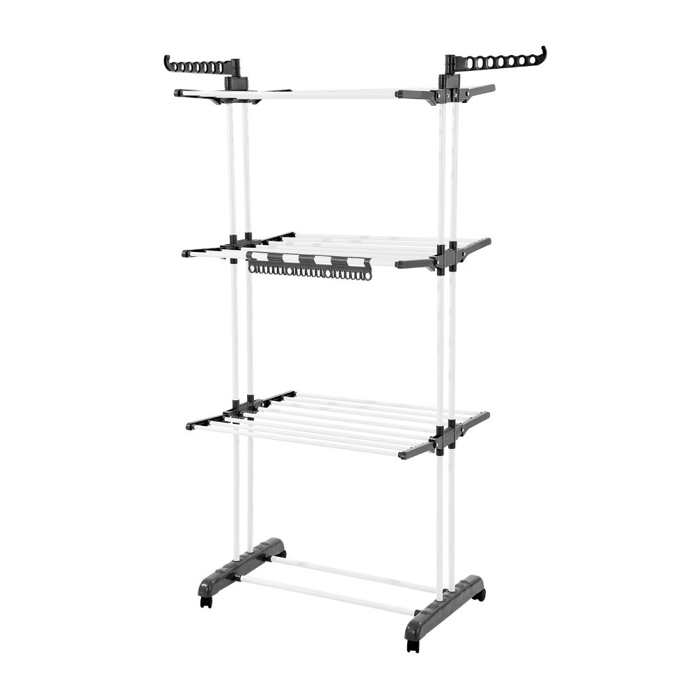 4-Tier Clothes Drying Rack, Sturdy Laundry Drying Rack with Wheels and 24 Rods gallery