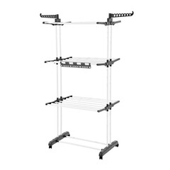 4-Tier Clothes Drying Rack, Sturdy Laundry Drying Rack with Wheels and 24 Rods