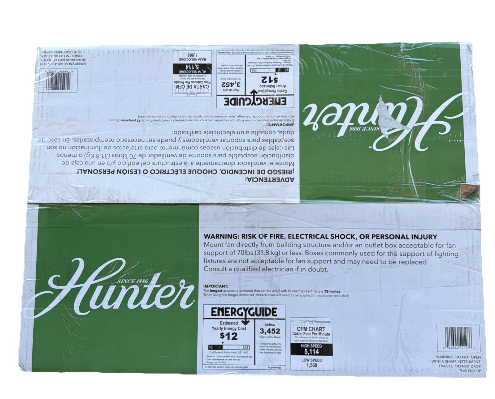 Hunter Antero 52 in. Hunter Express Indoor Matte Silver Ceiling Fan with Light.$ gallery