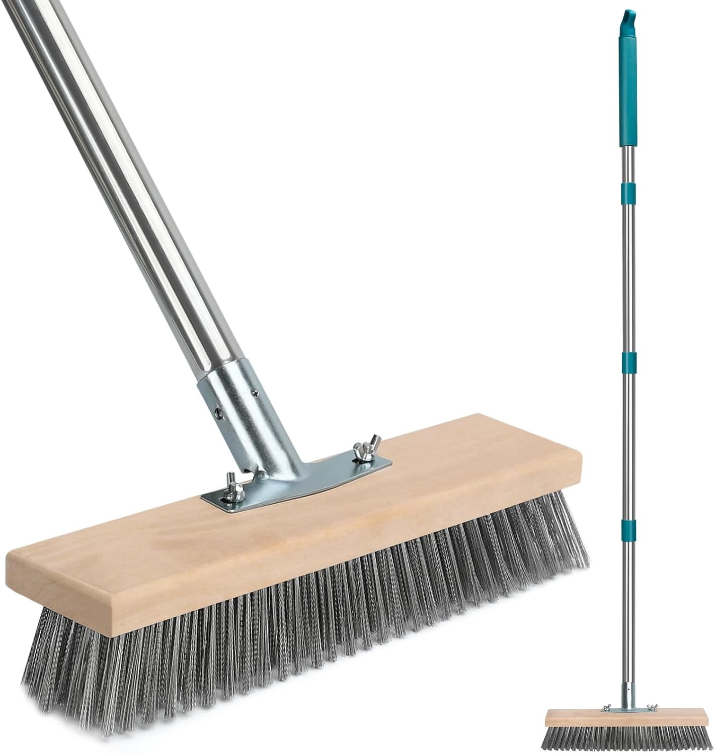 Stainless Steel Deck Scrub Brush with Long Handle Outdoor Broom for Concrete gallery