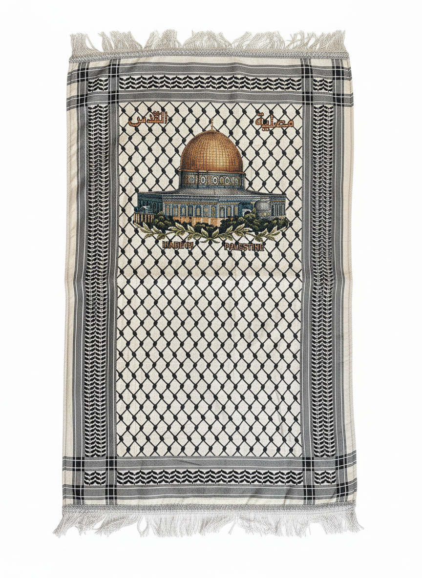 Traditional Palestinian Keffiyeh-Style Prayer Rug - Palestine Art gallery