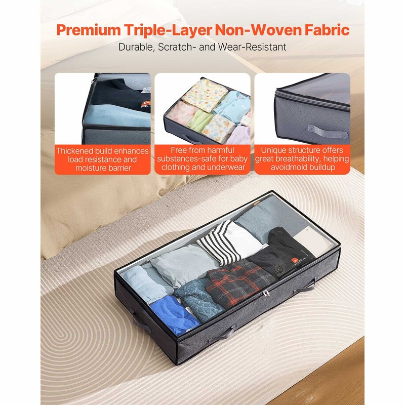 Uimoso 90L Stackable Under Bed Storage Box with Transparent Lid, Set of 6 gallery
