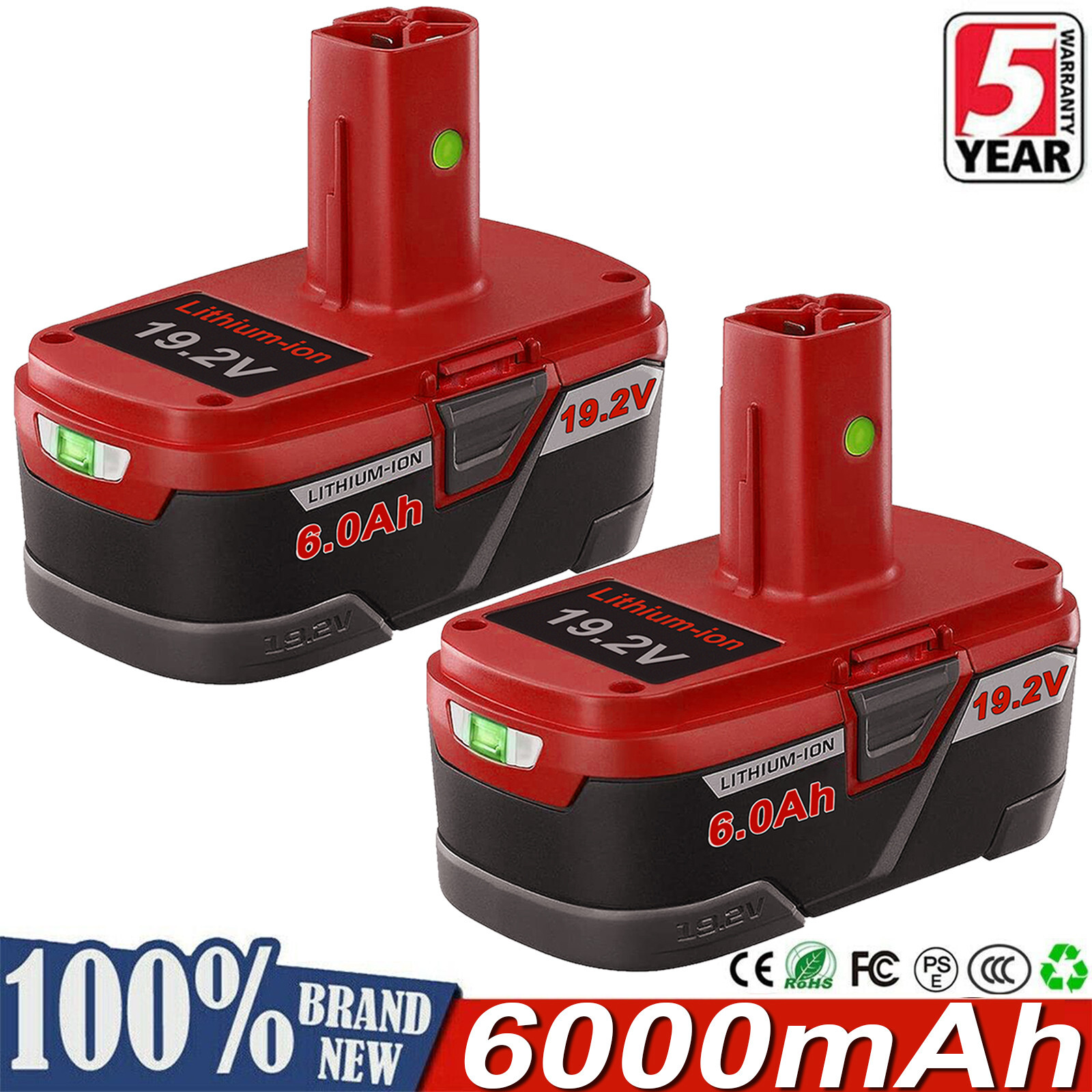 2x 8Ah for Craftsman 19.2Volt 11375 Battery C3 DieHard 130279005 11376 130279003 gallery